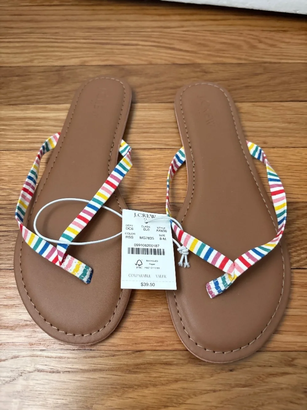 Jcrew Flat Rainbow Sandals, Sz 8M, NWT
